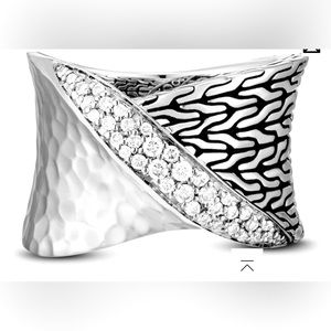 John Hardy Twist Ring with Diamonds in Sterling Silver Size 7